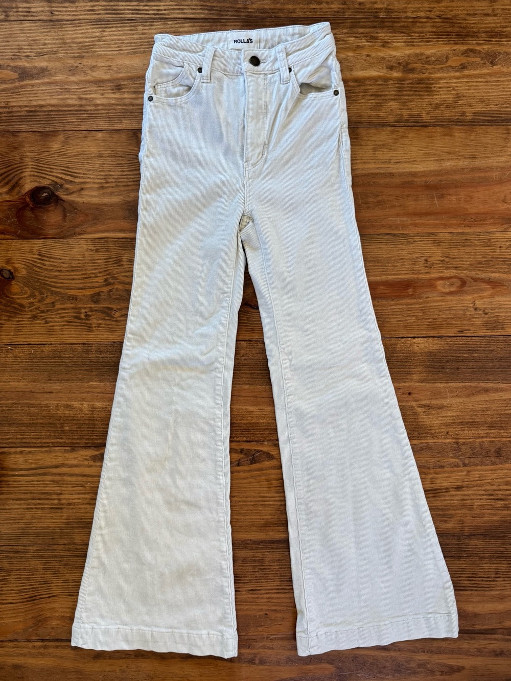 ROLLA'S East Coast Flare High Rise Pants in Ivory Cord Corduroy Size 24
